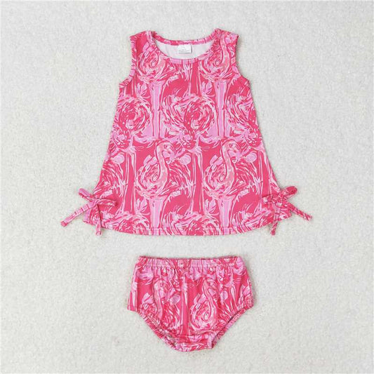 GBO0345 Flamingo Rose Red Sleeveless Briefs Set