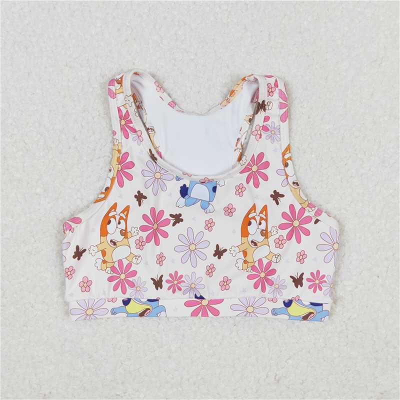 GT0516 bluey flower butterfly sleeveless top