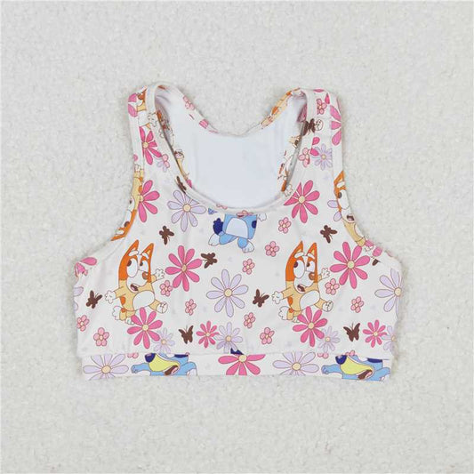 GT0516 bluey flower butterfly sleeveless top