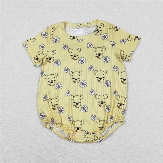 SR1432 Floral Winnie the Pooh yellow short-sleeved jumpsuit