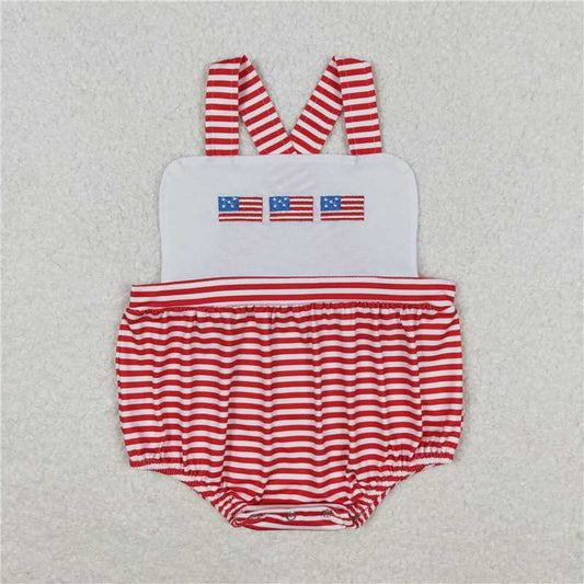 SR1212 Embroidered flag red and white striped vest jumpsuit