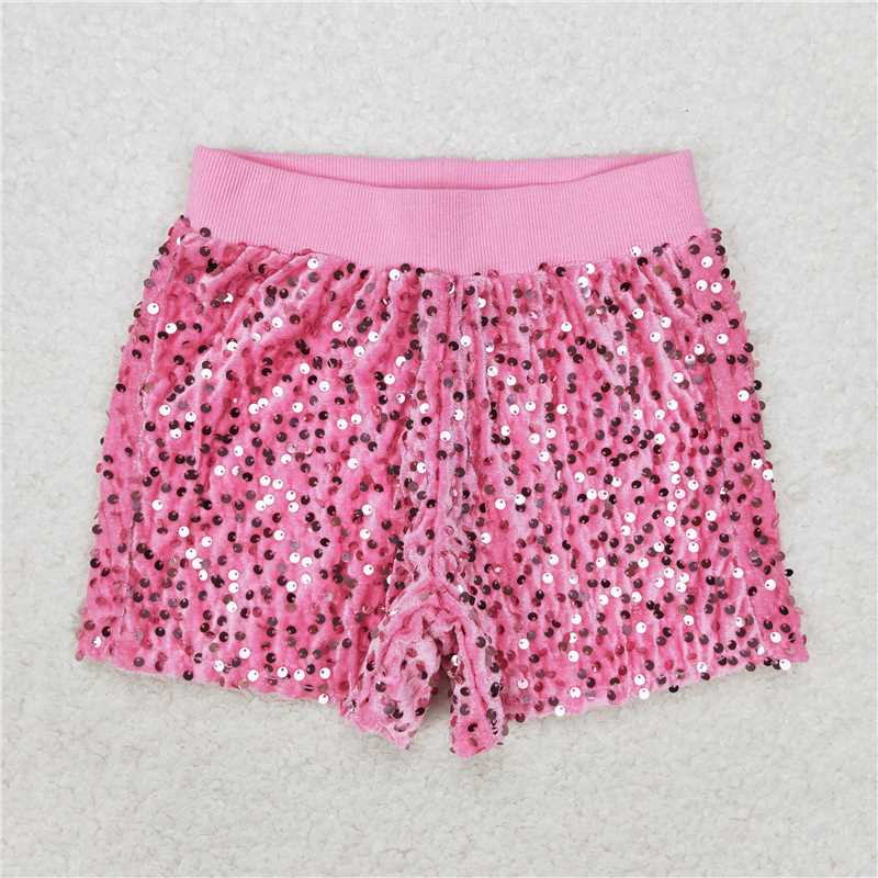 SS0350 Pink sequin shorts