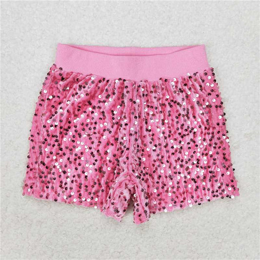 SS0350 Pink sequin shorts