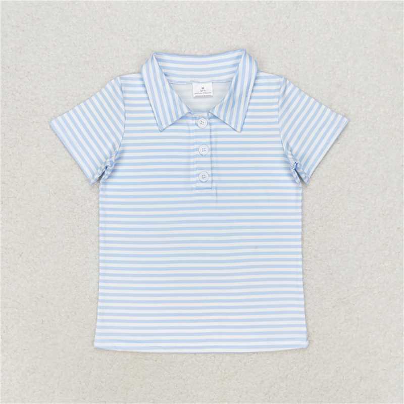 BT0653 Light blue striped short-sleeved top