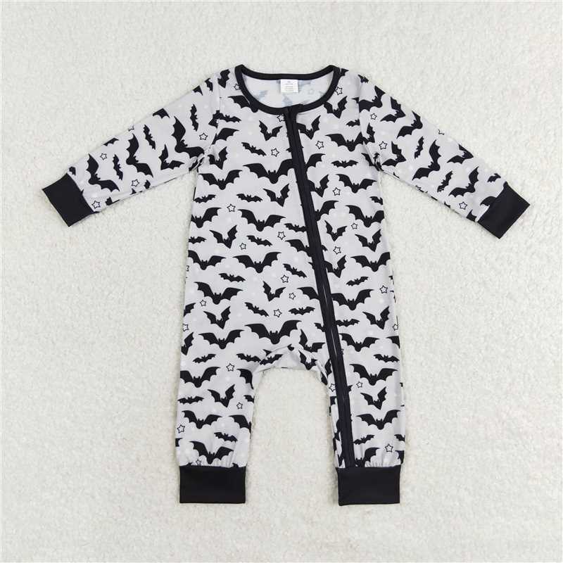 LR1096 Modal Halloween bat zipper long sleeve jumpsuit