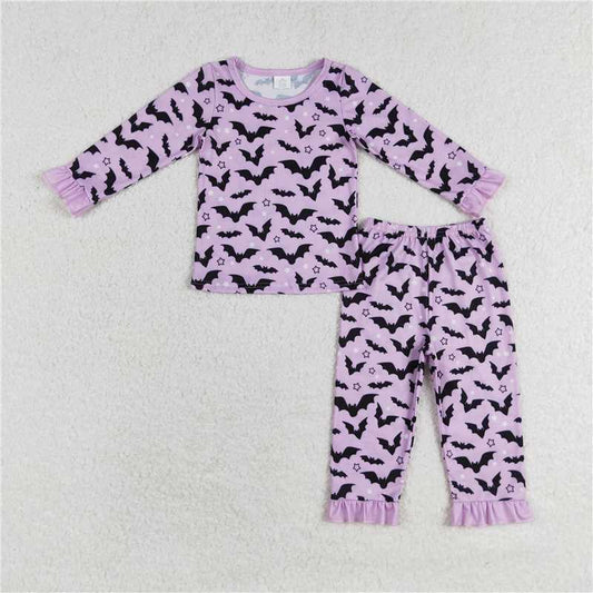 GLP1268 Modal Halloween bat purple lace long-sleeved trousers pajamas set