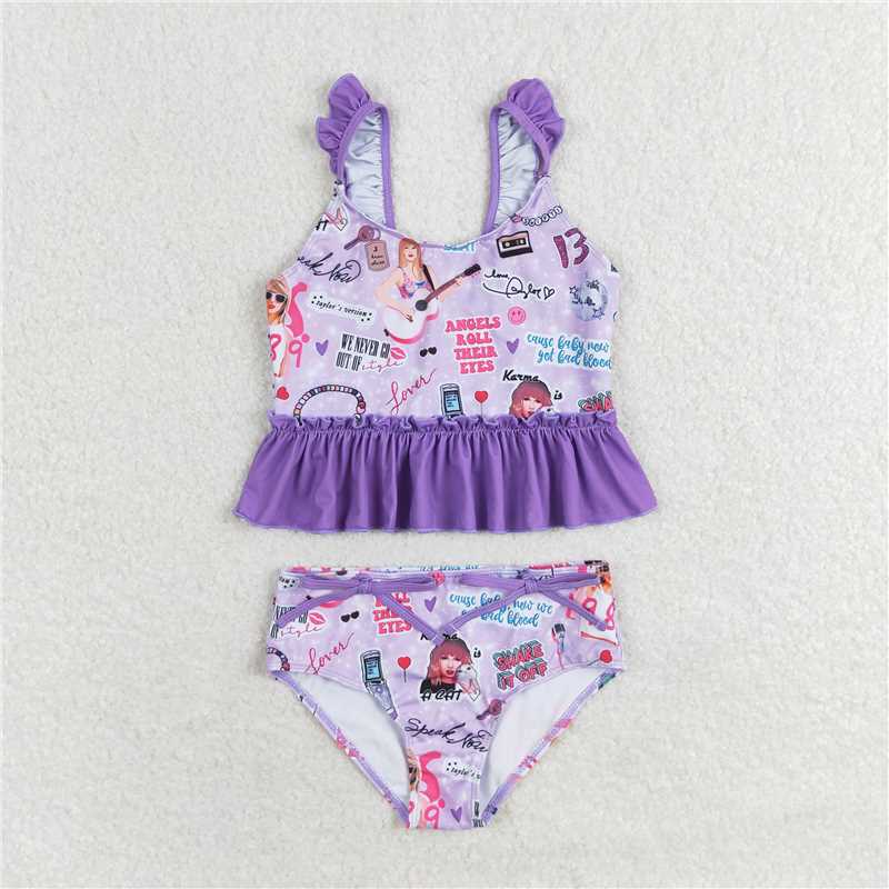 S0389 Taylor Swift purple lace swimsuit set