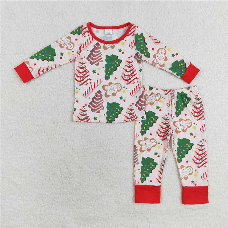 BLP0549 Modal Christmas tree cookie gingerbread man long-sleeved long pants pajamas set