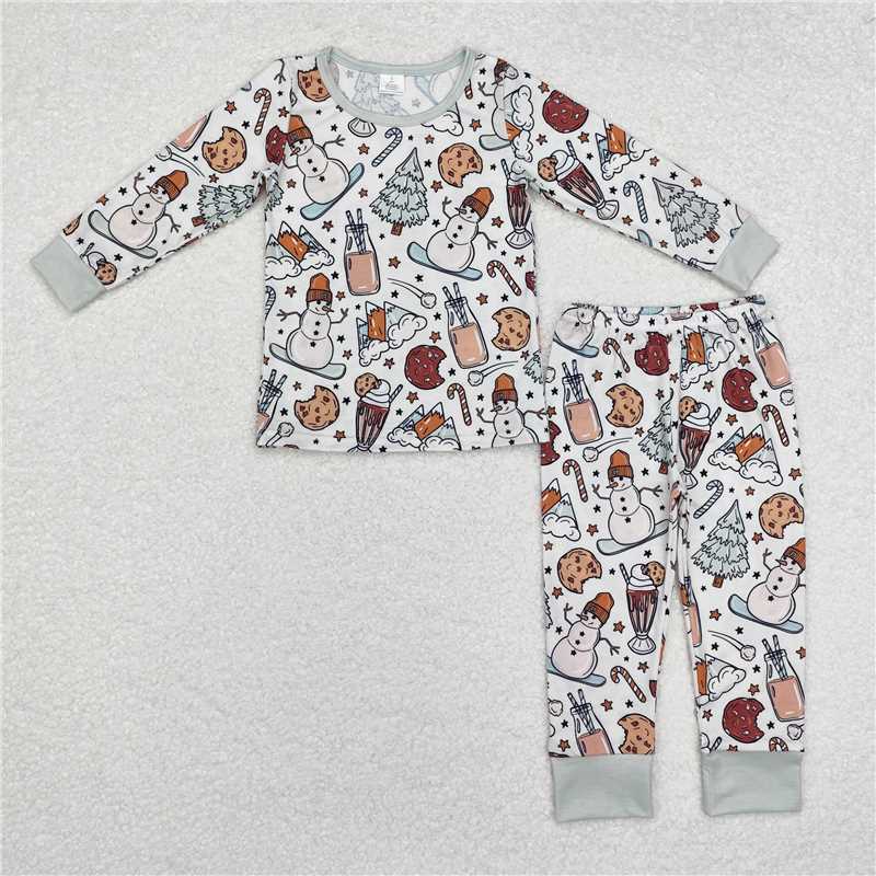 BLP0688 Modal Snowman Milk Biscuit Long Sleeve Long Pants Pajama Set