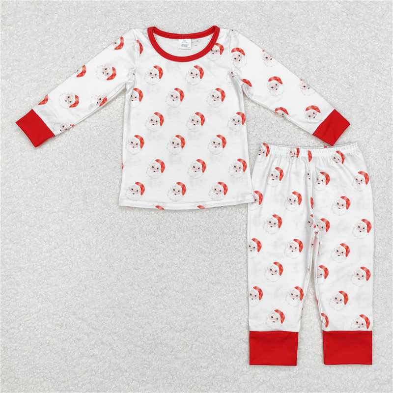 BLP0751 Modal Santa Claus red and white long-sleeved trousers pajamas set