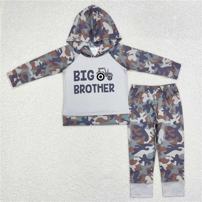 BLP0576 Big Brother Camouflage Tractor Grey Hooded Long Sleeve Pants Set