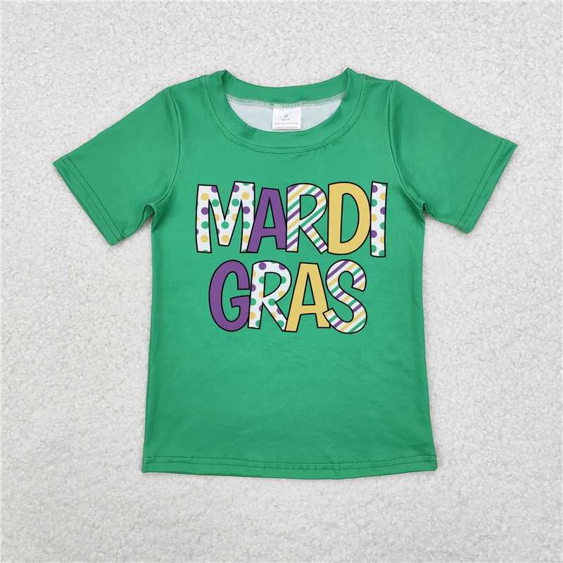 BT0995 mardi gras green short-sleeved top