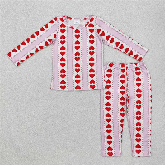 GLP2191 Valentine's Day love pink and white long-sleeved trousers pajamas set