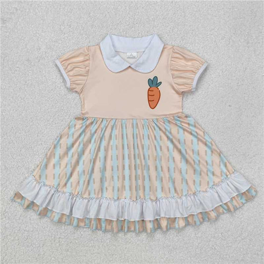 GSD1566 Easter carrot lace doll collar striped orange short-sleeved dress