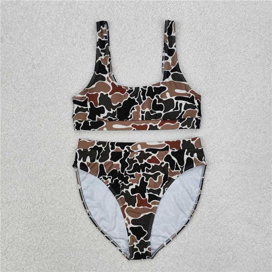 4.10  S0480 Adult female camouflage beige swimsuit set