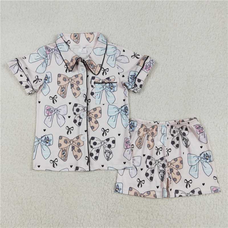 GSSO1810 Bluey bow pattern short-sleeved shorts pajama set