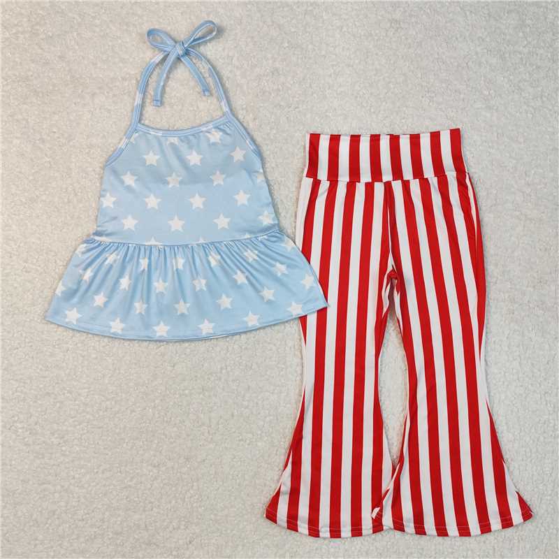 GSPO1974 National Day star blue suspenders red striped trousers suit