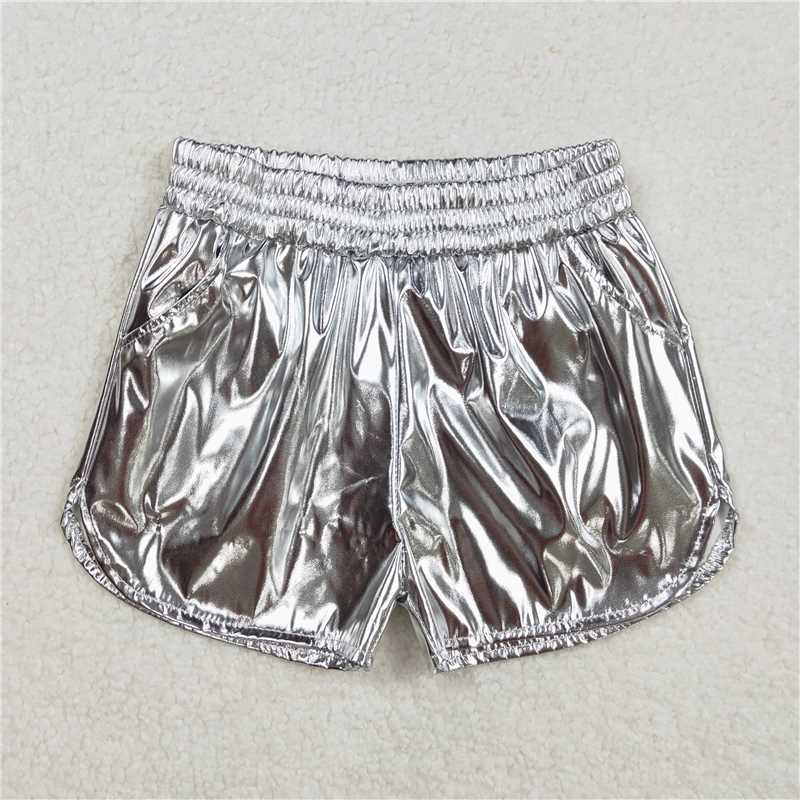 3.4 SS0416 Shiny leather silver shorts