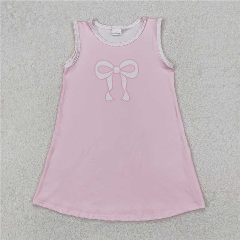 3.24  GSD2157 Pink sleeveless dress with plaid bow pattern