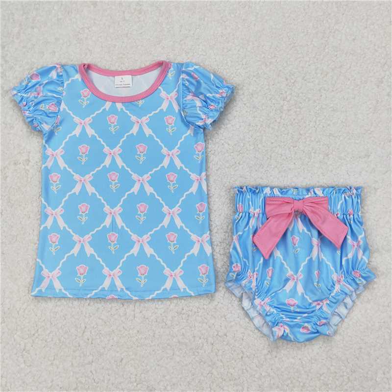4.7  GBO0264 Strawberry pink and white plaid lace flying sleeve briefs set