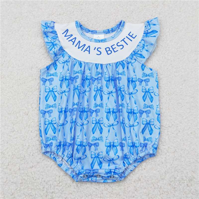 4.21 SR3039 mama's bestie blue bow pattern vest jumpsuit