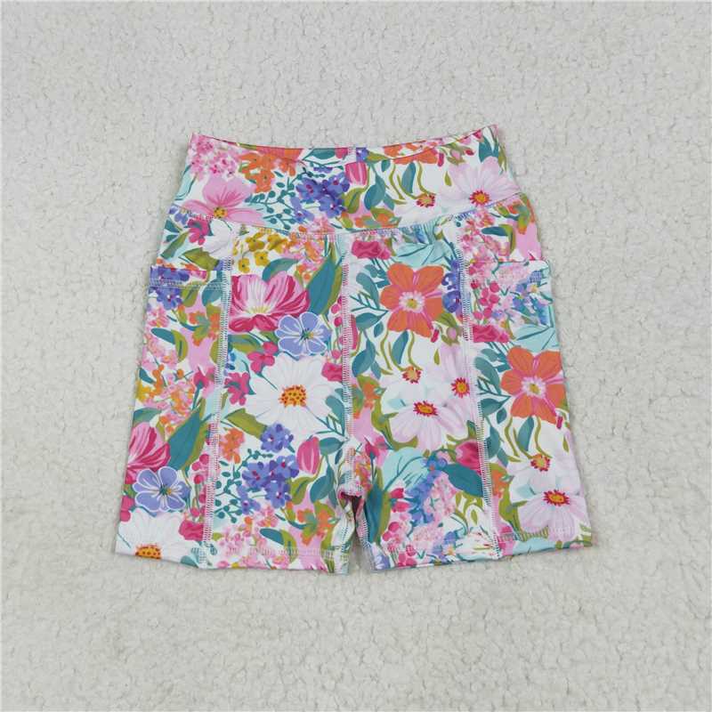 7.8  SS0614 Colorful floral yoga shorts