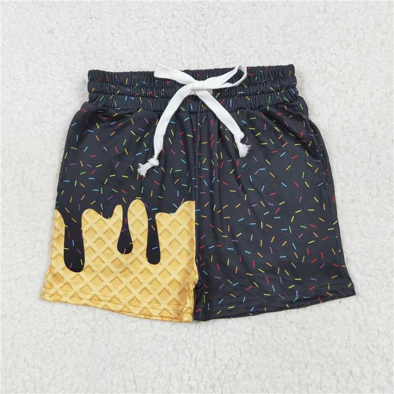 7.9  SS0624 Waffle Ice Cream Black Pocket Shorts