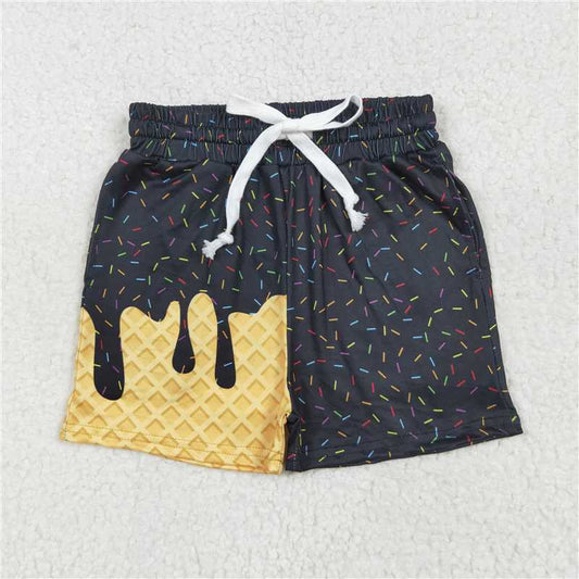 7.9  SS0624 Waffle Ice Cream Black Pocket Shorts