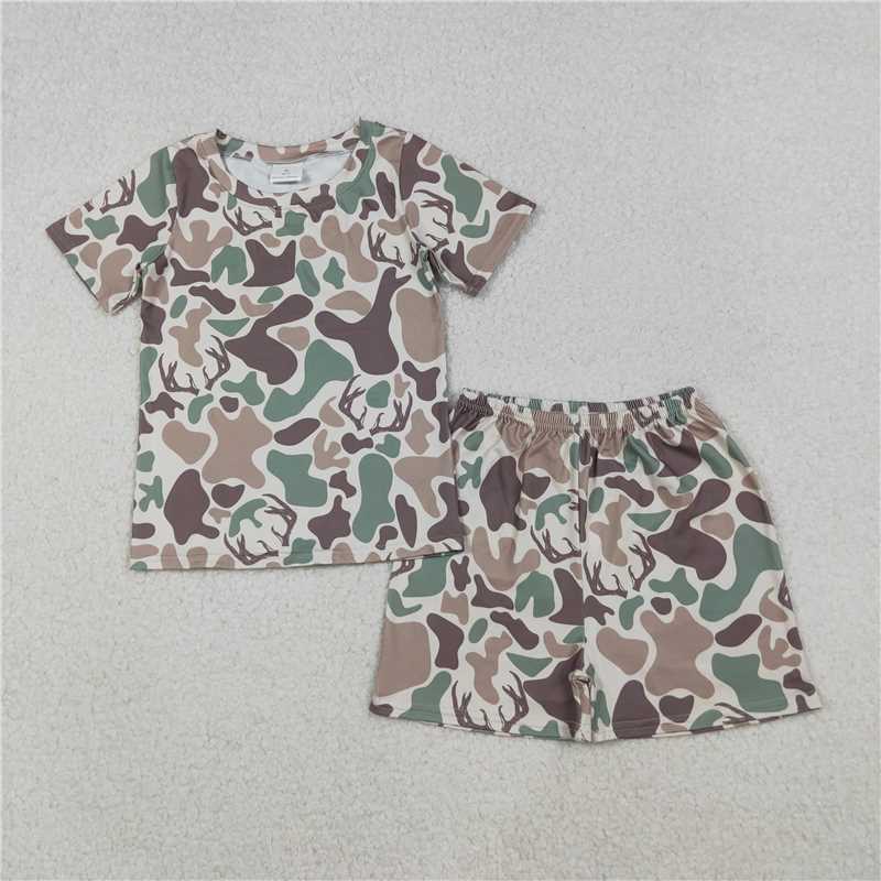 X11.8 GSSO2708 Antler Camouflage Beige Short-Sleeve Shorts Pajama Set