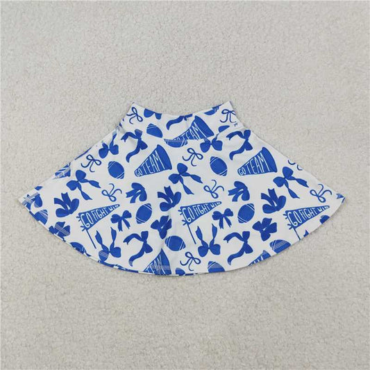 X11.8 GLK0138 Blue football-patterned flared bow yoga skirt