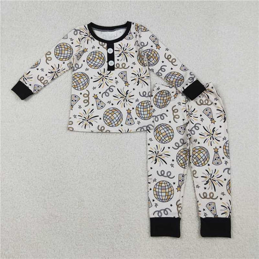 X11.8  BLP1166 New Year Fireworks Lollipop Long-Sleeved Pants Pajama Set