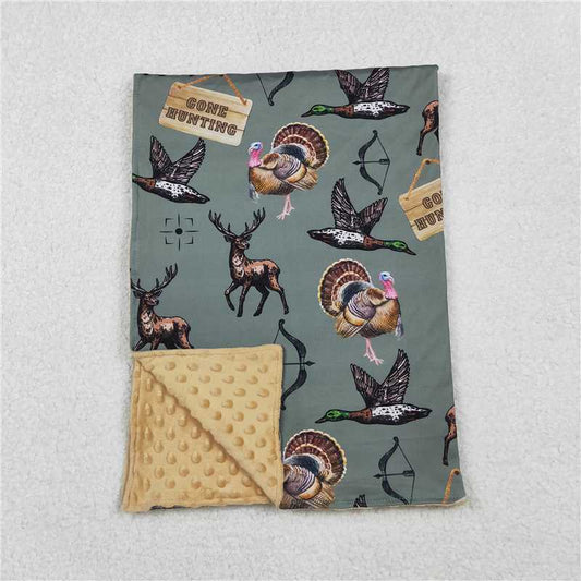 X11.8  BL0151 Gone Hunting Deer Duck Turkey Green Baby Blanket