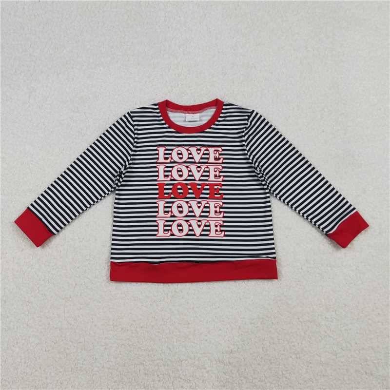 X11.4  GT1237 love Black Striped Long-Sleeve Top