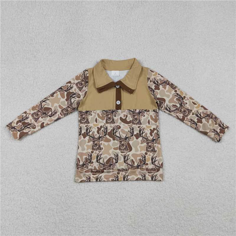 X11.8  BT1338 Reindeer Camouflage Button-Down Long-Sleeve Top