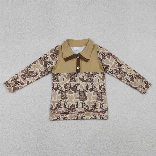 X11.8  BT1338 Reindeer Camouflage Button-Down Long-Sleeve Top