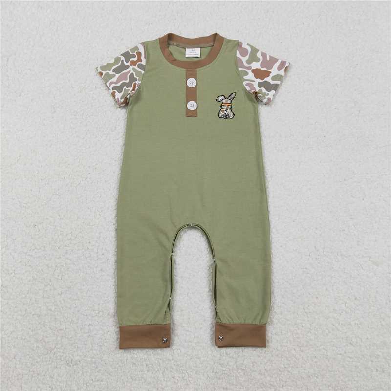 x12.10  SR3258 Embroidered Camouflage Rabbit Button Short-Sleeve Jumpsuit