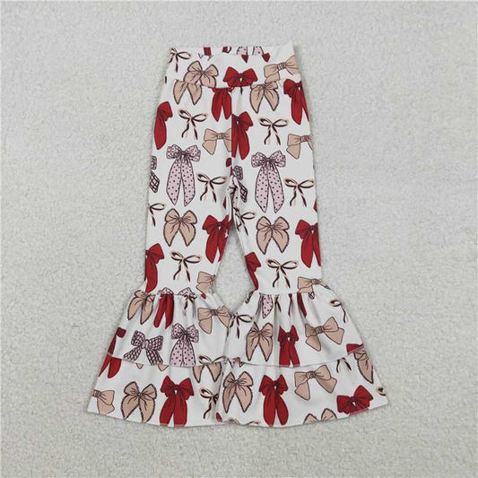 X12.6 P0885 White yoga pants with red bow pattern