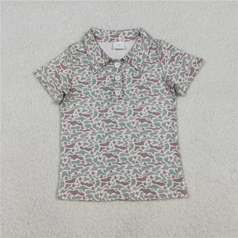 X12.30  BT1455 Black button-down plaid four-leaf clover short-sleeved top