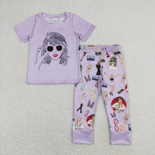 GSPO1452 taylor swift purple short-sleeved trousers pajama set