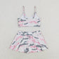 S0285 Pink and gray camouflage swimsuit set