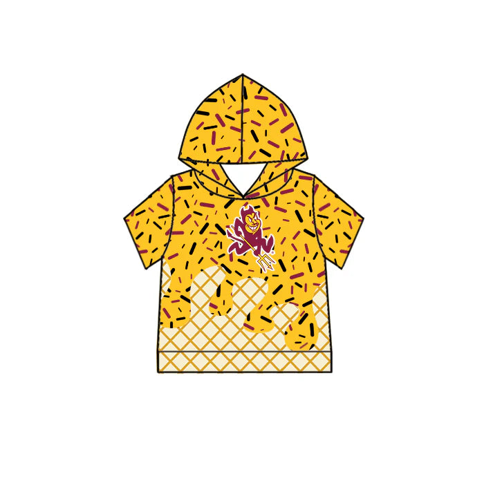 7.2Preorder (moq 5)Baby Boys Yellow Short Sleeves Trident Drip Team Hoodies Top