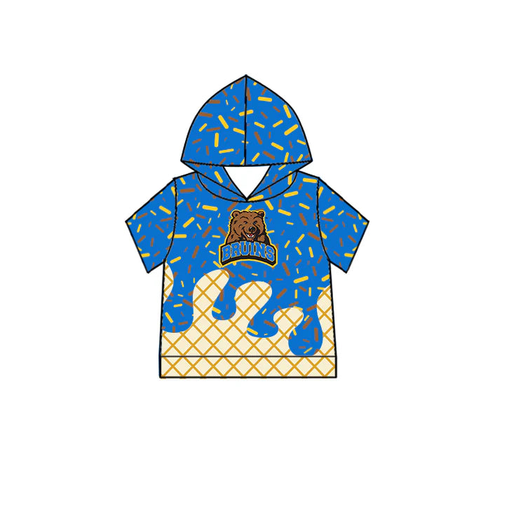 6.30Preorder (moq 5)Baby Boys Blue Short Sleeves Bruins Drip Team Hoodies Top