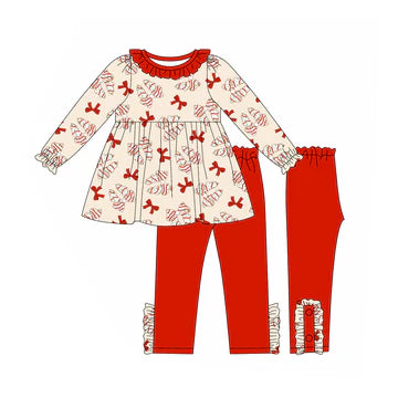5.26 Girls Christmas Tree Bow Long Sleeve Pants Suit