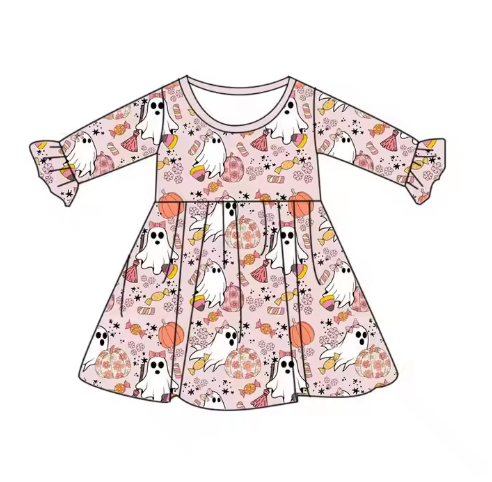 6.9 Halloween cartoon pumpkin long-sleeved dress