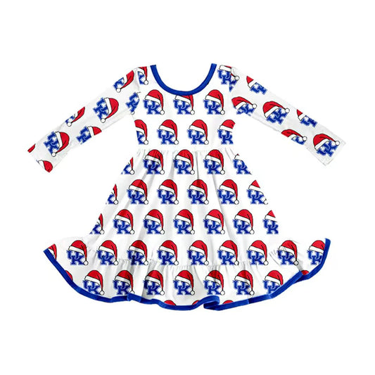 8.13Baby Girls UK Team Team Christmas Ruffle Knee Length Dresses