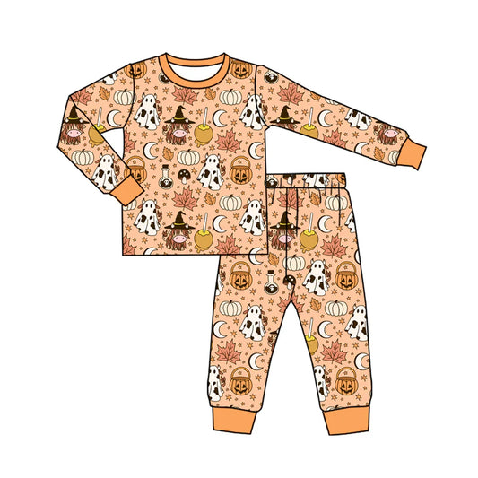7.10Preorder (moq 5)Baby Boys Long Sleeves Highland Cows Ghosts Top Pant Pajamas Clothes Set