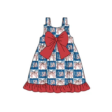 5.8 Bowknot Suspender Independence Day Dress