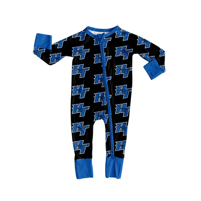 7.19Preorder(moq 5)Baby Infant Black HT Team Zip Rompers