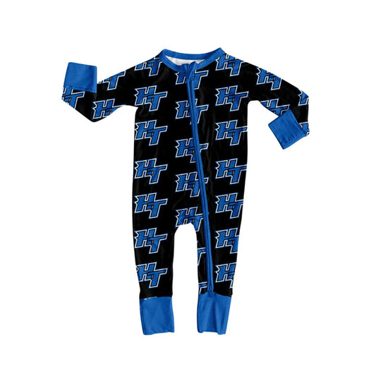 7.19Preorder(moq 5)Baby Infant Black HT Team Zip Rompers