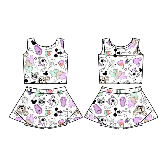 7.18Preorder (moq 5)Baby Girls Sleeveless Mouse Balloons Candy Vest Top Skorts Set